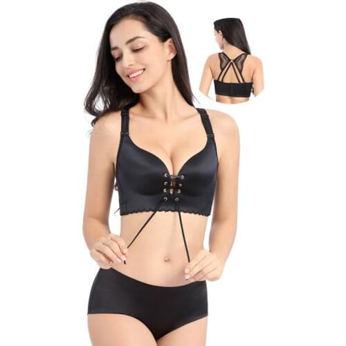 Butterfly beauty back bra female big butterfly push up front bra five-breasted bra female large size bra