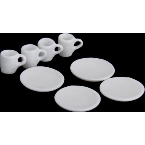 1/12 Ceramic Dollhouse Miniature Tableware Cup & Saucer Decoration 1 Set White