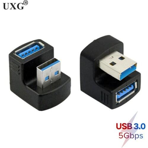 1 Set USB 3.0 Up & Down Angled Adapter A usb 3.0Male to Female Extension 180 Degree 5Gbps