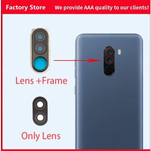 1pcs for Xiaomi Pocophone F1 Back Camera Glass Lens With Frame Main Rear Camera Lens with Glue Pocophone F1 Repair Spare Parts