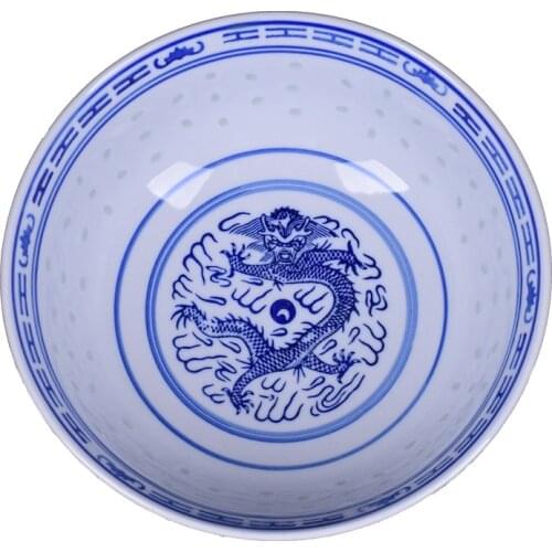 1pcs Chinese Style Ceramic Bowl Tableware Blue and White Porcelain China Art Rice Bowls Kitchen Dinnerware Food container