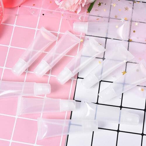 10Pcs 5/10/15ml Empty Lipstick Soft Tube Lip Balm Makeup Squeeze Clear Lip Gloss Container