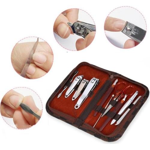 10Pcs Portable Nail Clippers Scissors Grooming Kit Home Manicure Pedicure Set