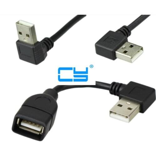 10cm 20cm USB 2.0 A Male to Female 90 Angled Extension Adaptor cable USB2.0 male to female right/left/down/up Black cable cord