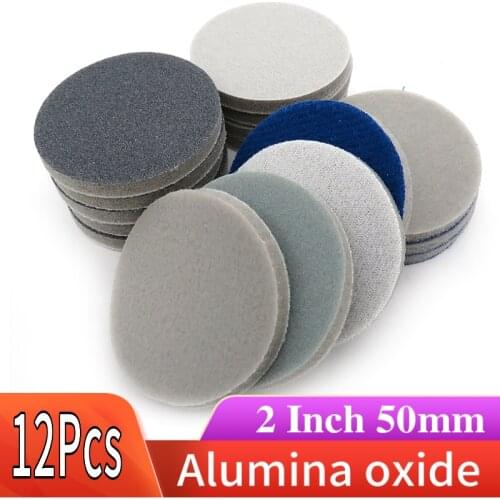 12 PCS Flocking Round Sponge Sanding Disc 2 Inch 50mm 300-3000 Grit for Polishing & Grinding Power Tools Accessories