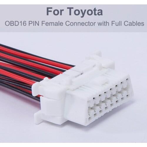 For Toyota OBD 16 Pin Female OBD2 Connector with Full Cables Cord Wire