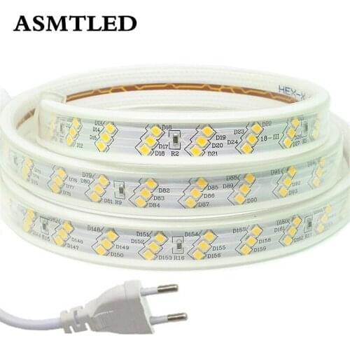 180Leds/m SMD 2835 Led Strip Light AC 220V 230V High Bright safety 1m/2m/3m/5m/10m/15m/20m/50m Warm White Waterproof Led Lights