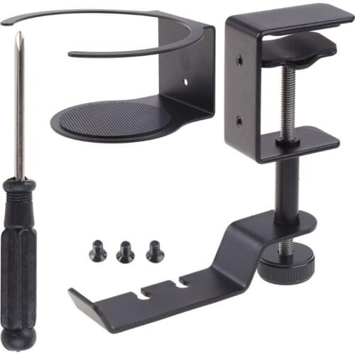 2 In 1 Multifunctional 360 Degree Rotating Metal Non-perforated Table Side Water Cup Holder Earphone Hanger Household Goods