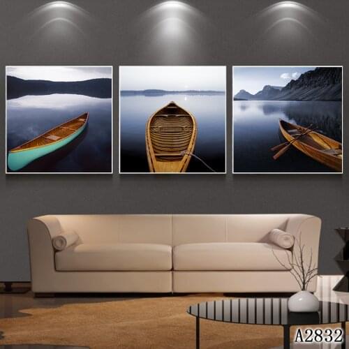 Abstract Oil Painting Print on Canvas 3pcs Modular Ocean Boat Seascape Canvas Printing Painting Wall Art Picture forHome Decor