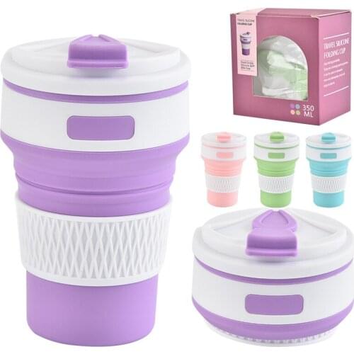350ml Coffee Mugs Travel Collapsible Silicone Folding Cup BPA FREE Food Grade Drinking Ware Mug Tea Outdoor Coffee Cups Handcup