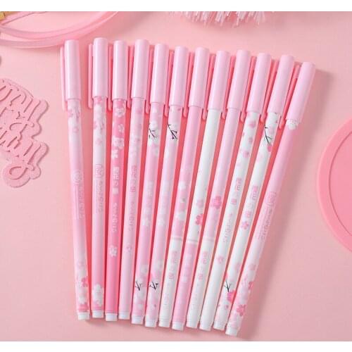 48 pcs/lot Kawaii Cheery Sakura Gel Pen Cute 0.5 mm black Ink signature Pen Promotional Gift Stationery School Supplies