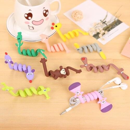 5PCS/Set Cartoon USB Cable Bite Cute Animal Cable Winder Cord For Cellphone Accessories