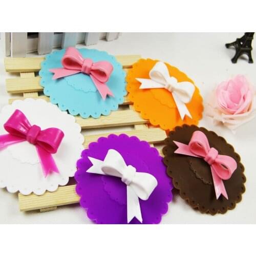 5pcs/lot Silicone Cup Lid Lace Bow Dustproof Reusable Water Drink Mug Cup Cover Leakproof Suction Bowl Seal LB 264