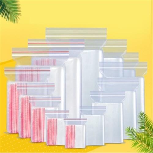 50pcs Zip Lock Ziplock Bags Clear Food Storage Package Small Jewelry Packing Reclosable Vacuum Storage Bag Thick Fresh bag