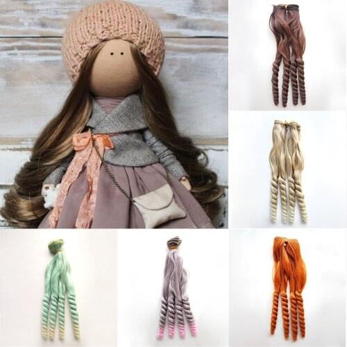 BJD/SD/Blyth/American Wigs Accessories 1pc 20*100cm Synthetic Fiber Curly Natural Color Hair Extensions for Dolls DIY Doll Hairs
