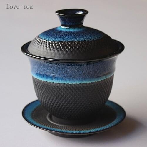200ml Ceramic Sancai Covered Bowl Large Creative Tea Bowl