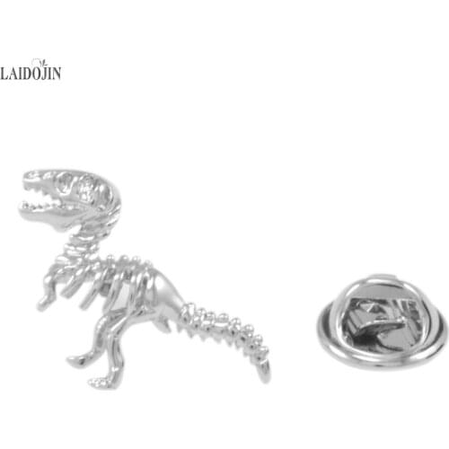 LAIDOJIN Silver color Dinosaur Lapel Pin Brooches Pins for Mens Suit Coat Badge pin button Dress Hat Sweater Accessories