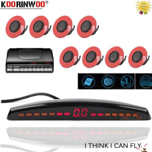 Koorinwoo Electromagnetic Parking sensor 8 Led Screen Original 13MM Flat Parking Radars Buzzer Detector Parkmaster black silver