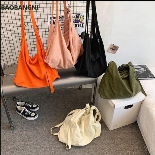 Canvas Shoulder Bags Large Capacity for Students Simple Unisex Retro Ins Crossbody-bag College Chic High Street Harajuku Vintage