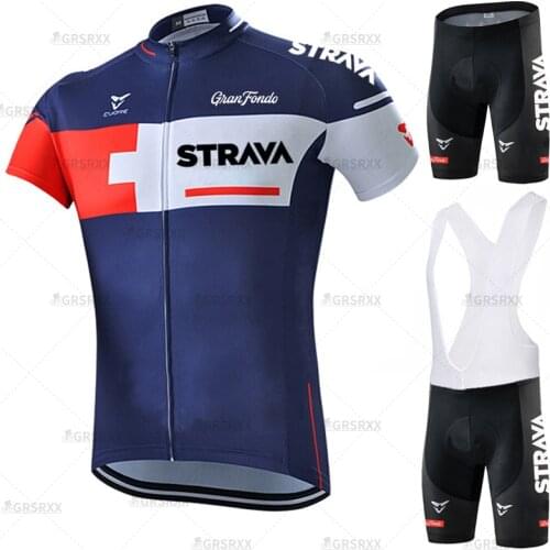 STRAVA Cycling Sets 2021 Pro Summer Mountain Bike Clothes Quick-Dry Anti-UV Bike Team Clothing Outdoor Racing Road Jerseys Set
