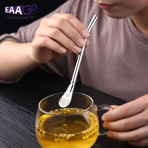 Creative Stainless Steel Hot Drinking Straw Filter Handmade Yerba Mate Tea Bombilla Gourd Washable Practiacl Tea Tool