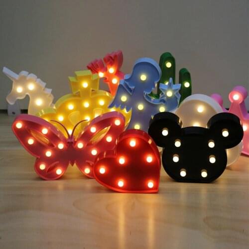 Cartoon Night Lights Unicorn/Flamingo/Cactus/Pineapple/Cloud/Star/Shell/Heart LED Table Lamp For Childrens Bedroom Decoration