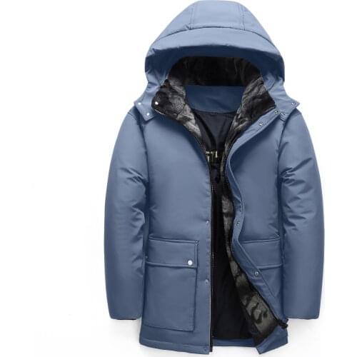 Man Winter Fashion Casual Hooded Thickening Warm White Duck Down Jacket Upscale Boutique Hooded Down Coat