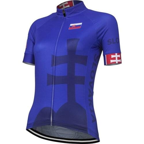 NEW Team 2020 Slovakia Women Summer Cycling Jersey Customized Bike Road Mountain Race Tops Blue Cycling Clothing Breathable