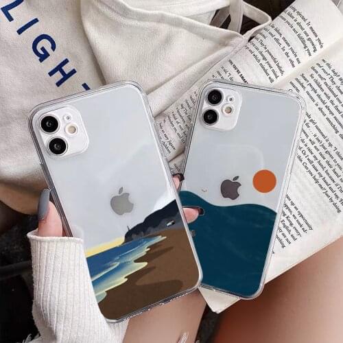Sea Wave Sunrise Clear Phone Case for iphone X XS MAX XR 6s 7 8 Plus SE 2020 11 12 Pro Max Sunset Back Soft Transparent Covers