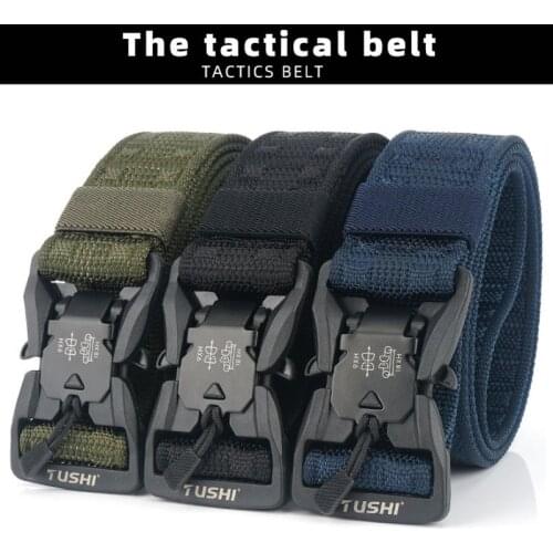 Tactical Belt Mens Belt For Outdoor Hunting Fishing Multi Function Buckle Waistband Leisure Belt Quick Release Nylon Elastic