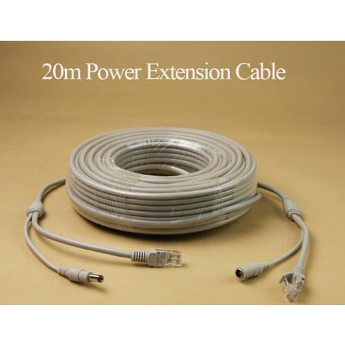 20m NVR RJ45 CCTV extension cable for IP camera video surveillance, DC power 2 in 1 camera ethernet network connecting cable