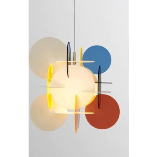 Modern Colorful Metal Acrylic Pendant Light Macaron Color Chandelier Restaurant Bar Villa Decor LED Suspension Lamps PA0614