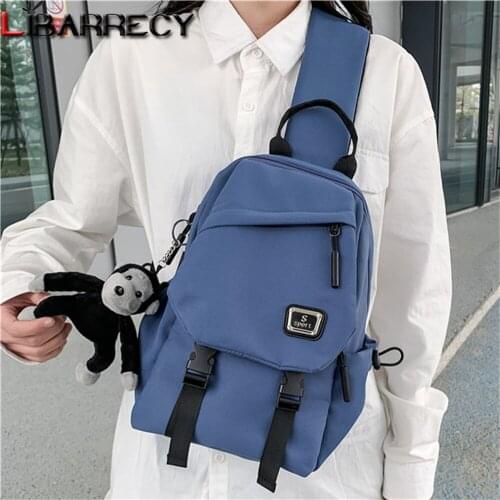 Fashion Cute Pendant Design Womens Shoulder Bag High Quality Canvas Women Student School Bags Solid Color Ladies Messenger Bag