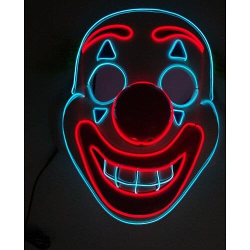 Halloween Clown LED Mask Light Up Props Party Supplies Glowing Joker EL Wire Mask Cosplay Party Decoration