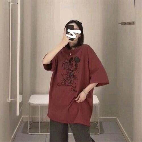Mickey Mouse Donald Duck T-shirt Female Short Sleeve Women T-shirt Lady Tee Tops Summer Casual Loose Clothes Harajuku Streetwear