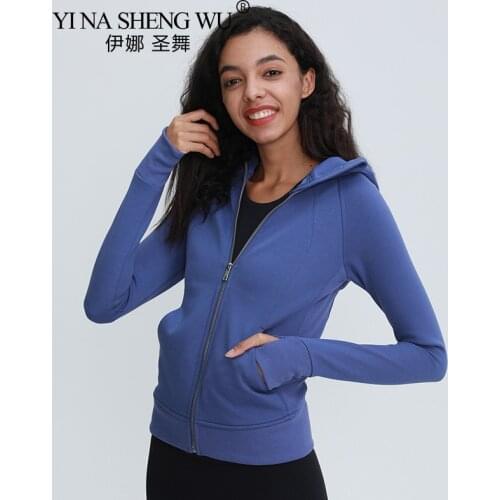 Women Long Sleeves Full Zip Running Track Jacket Warmer Workout Coat Slim Sportswear Yoga Jacket Hooded Fitness Sweatshirt New
