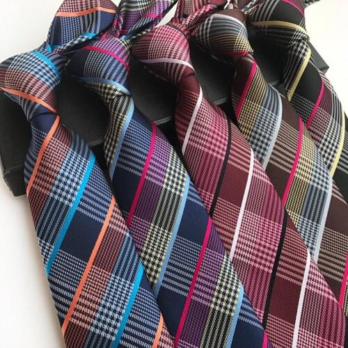 Mens Ties Silk New Design Plaid Triped Jacquard Woven Necktie Ties for Men Wedding Dress Formal Business Tie Slim Gravata 8cm