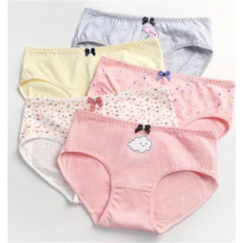 Ladies underwear cotton file waist briefs women large cotton lovely students T518