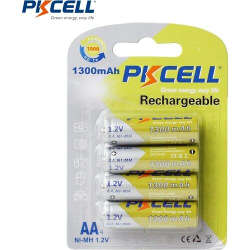 1Pack/4Pcs PKCELL AA Battery NIMH 1300Mah Ni-MH 1.2V AA Rechargeable Battery Batteries 1.2 Volt 2A Bateria Baterias