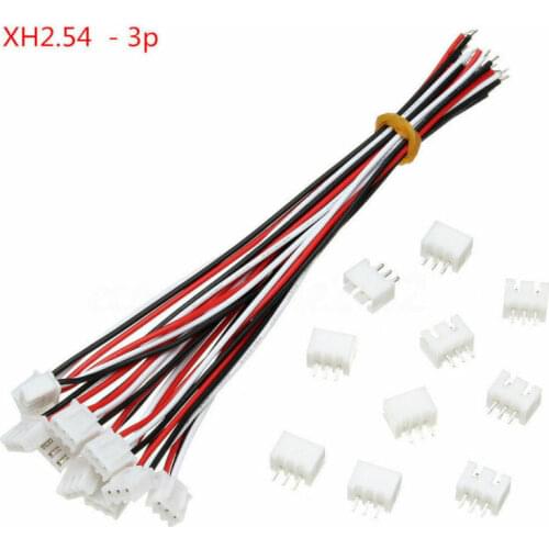 10set 3-Pin 150mm Mini Micro JST XH2.54mm Socket Connector Plug With Wire Cable