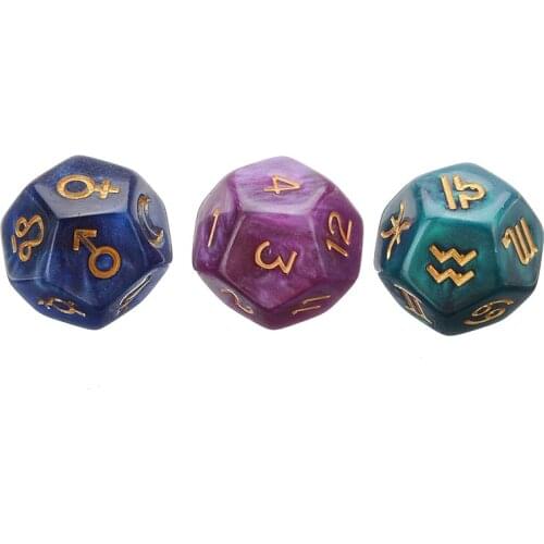 3pcs/Set Hot Sale Pearl 12-sided Astrology Zodiac Signs Dice Creative For Astrologers Constellation Magical Divination Toys