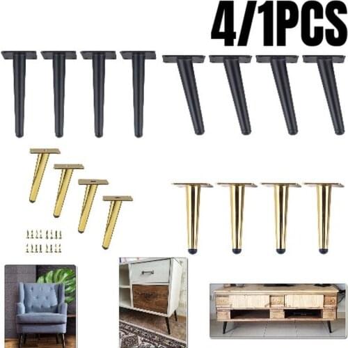 4/1PCS Metal Furniture Legs Black/Gold Oblique Straight for TV Cabinet Counter Foot Chair Sofa Tea Coffee Table Foot with Screws