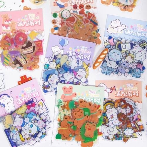 40 Pcs Cute Stickers Set Kawaii Rabbit Cat Cartoon Animal Sweet Food Adhesive Diy Sticker Craft Label For Art Project Scrapbook