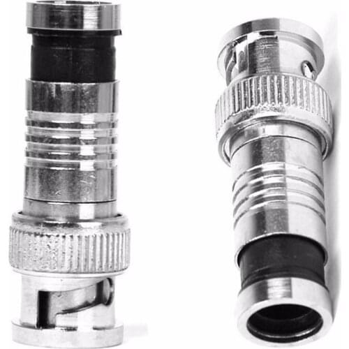 50PCS BNC Male Compression Coax Connectors RG59 CCTV Camera Coaxial Male Cable Adapter