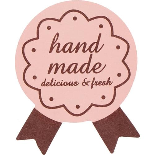 75Pcs "Hand Made" Bow Tie DIY Packaging Seals Sealing Sticker Label Gift Sticker