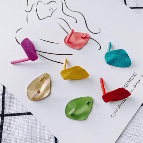DIY accessories wholesale small fresh iron paint irregular textured macaroon color earrings wholesale