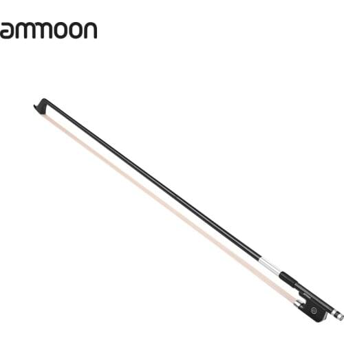 Ammoon 4/4 Cello Violoncello Bow Well Balanced Carbon Fiber Round Stick Ebony Frog White Horsehair Cello Parts Accessories