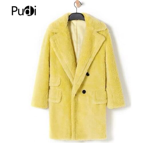 Aorice women winter real wool fur oversize jacket coat 2020 Ins Hot teddy bright colors girl coat lady jackets overcoat CT935