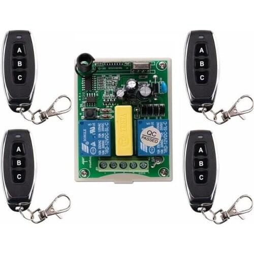 AC 220 V RF 2CH Wireless Remote Control 1* Receiver +4* Transmitter tubular motor garage door projection screen 3 button