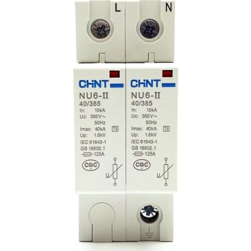 CHINT NU6-II 2P 15-40KA 275V Low-voltage Surge Arrestor NU6-II 2P 15-40KA 385V Surge Protector